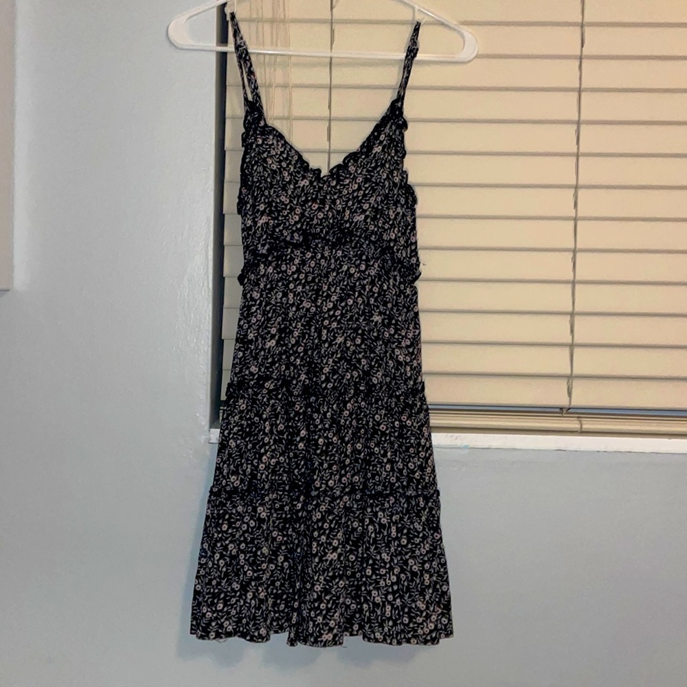 Floral Patterned Navy Mini Dress